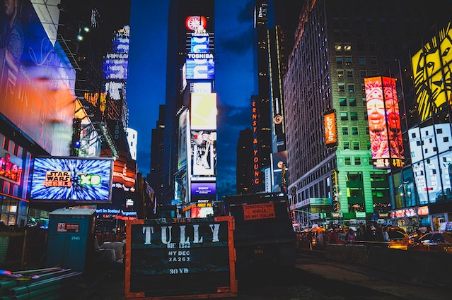 Lit billboards at the Times Square